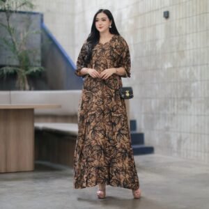 Dress Jumbo Coklatan Rayon Super LD 130 Busui PB 135