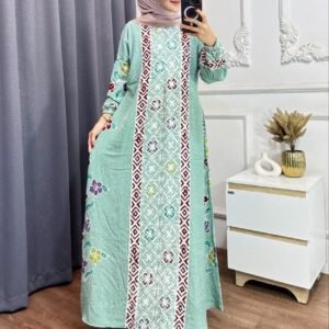 Gamis Batik Cap Soft 1 LD 110 dan LD 120 PB 137 Rayon Super